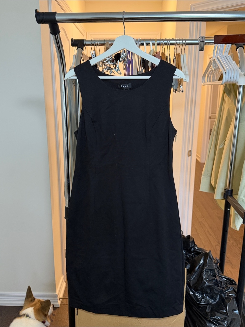 DKNY Black Sleeveless Midi Sheath Dress